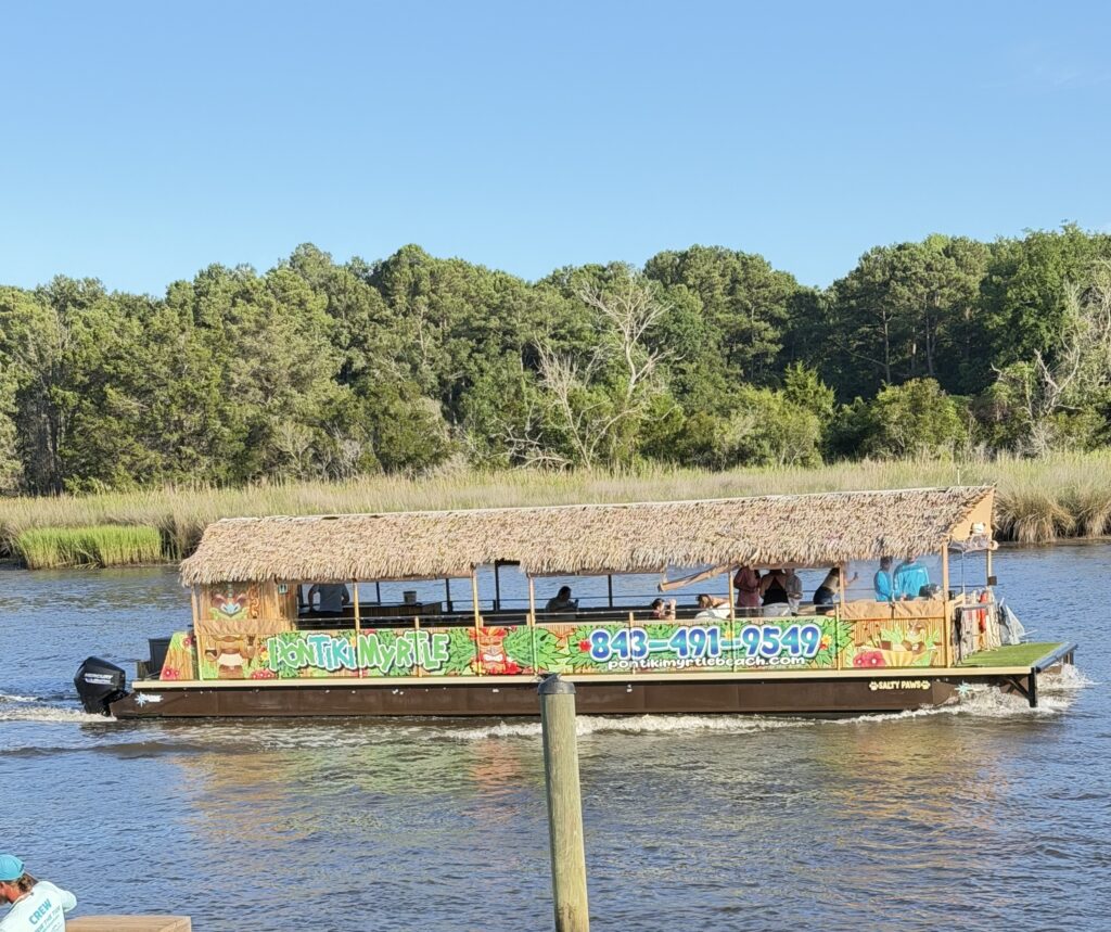 The PonTiki party boat cruising the Intracoastal Waterway near Myrtle Beach.
