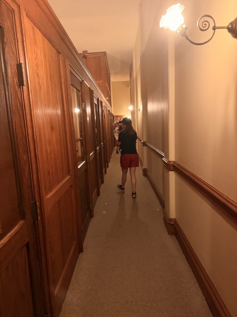 Plain brick servants' corridor in the Biltmore House basement