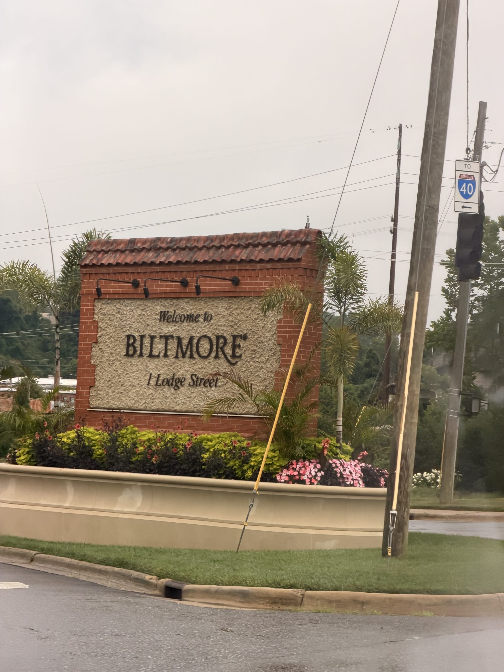 Welcome sign at the Biltmore Estate entrance