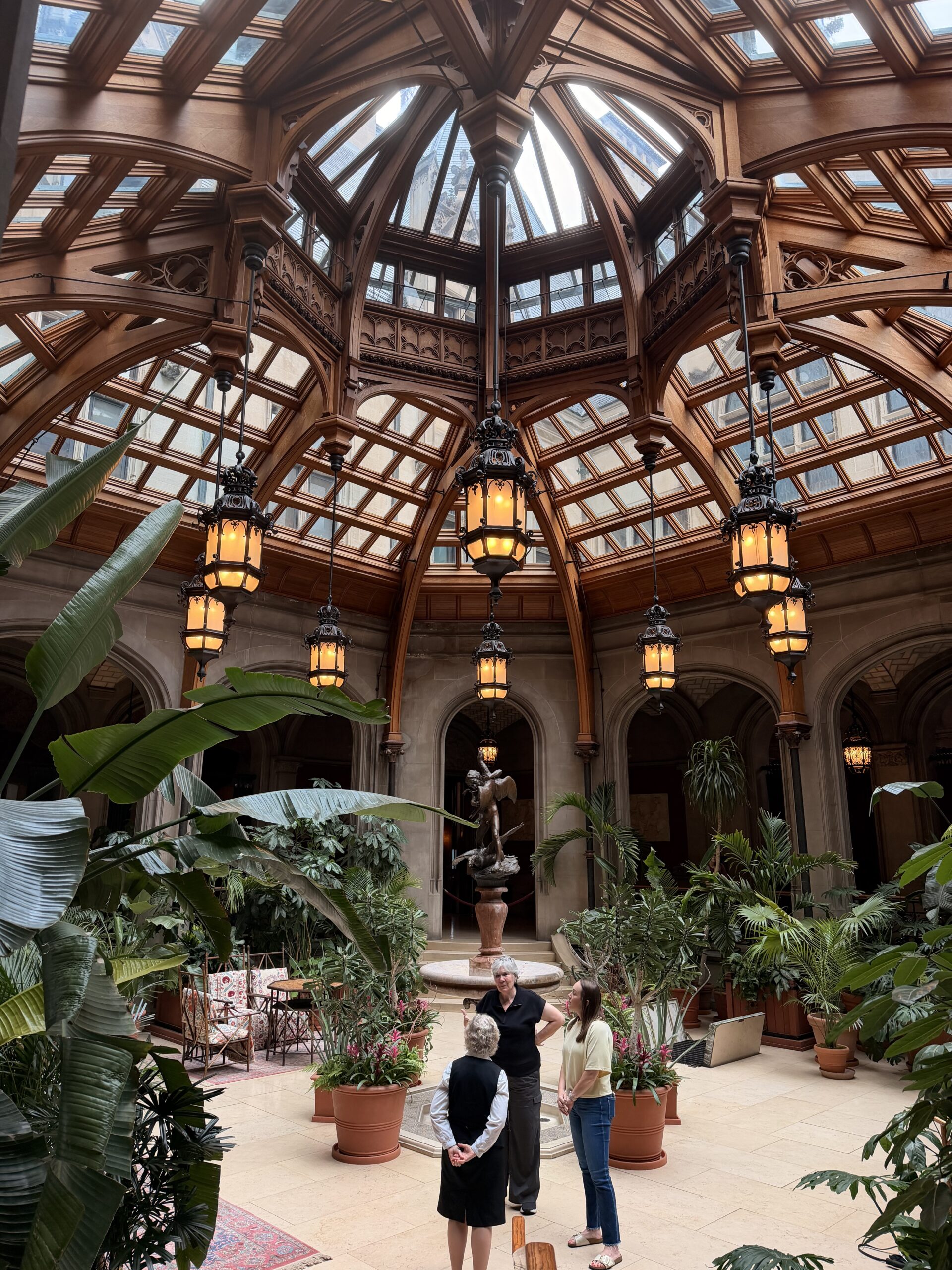 Glass dome ceiling of the Winter Garden conservatory room at Biltmore House