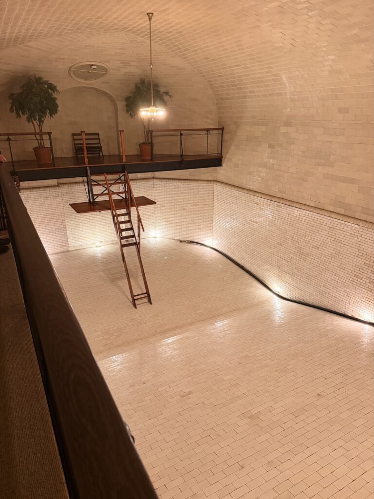 Diving board over the indoor pool in the Biltmore House basement