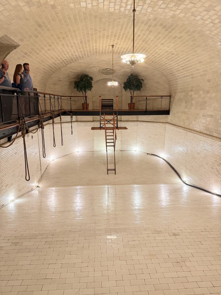 Empty indoor swimming pool in the Biltmore House basement