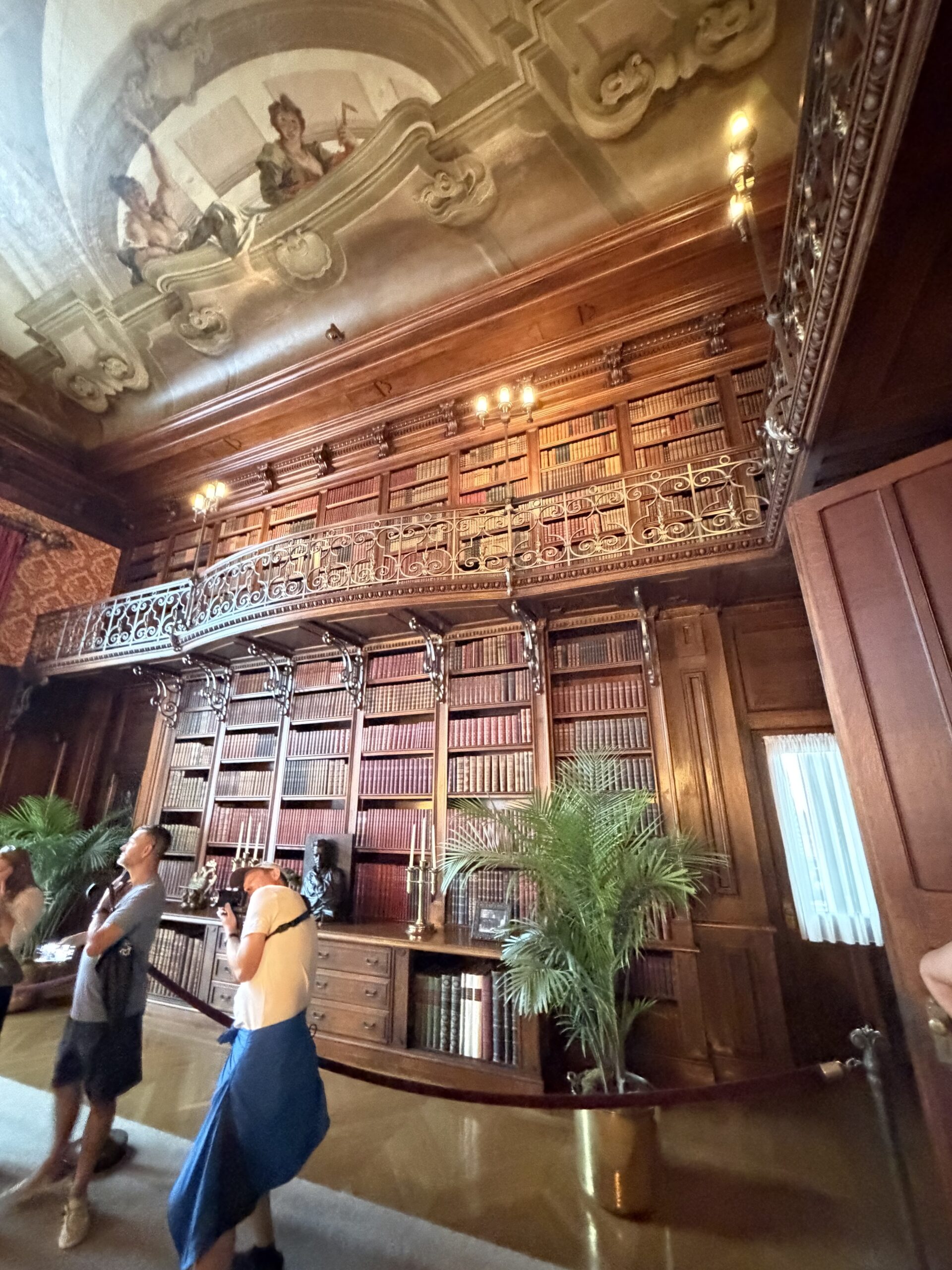 Two-story bookshelves in the Biltmore House Library