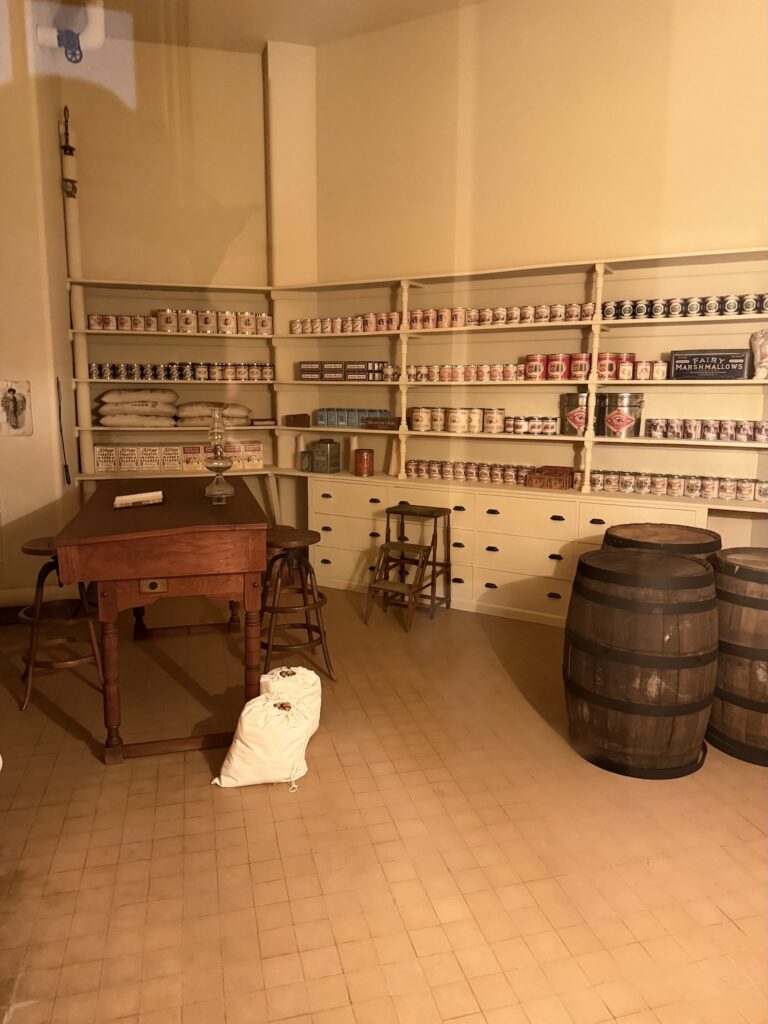 Shelves of canned goods in the Biltmore House pantry