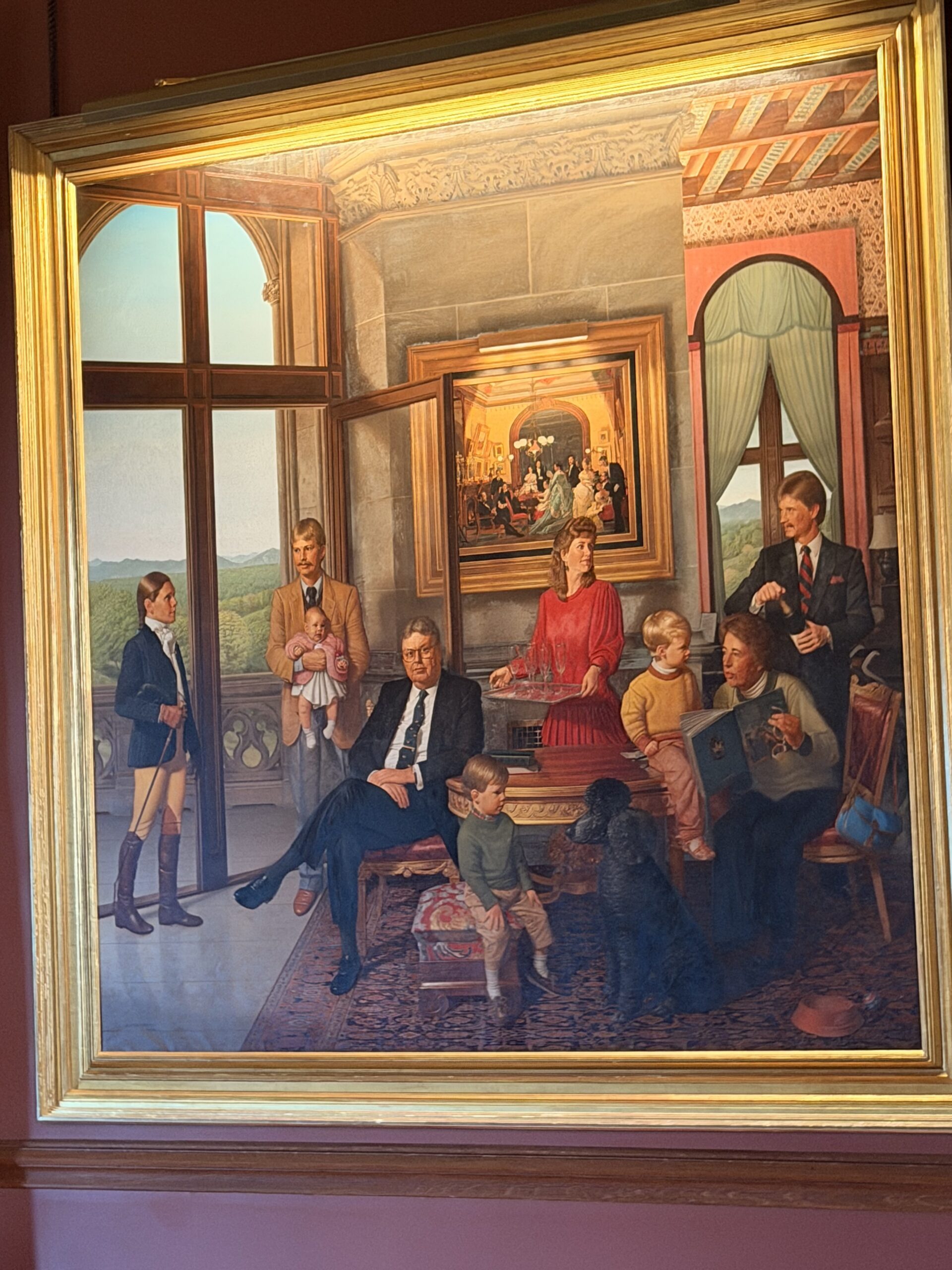 Framed family portrait of Vanderbilt descendants displayed inside Biltmore House