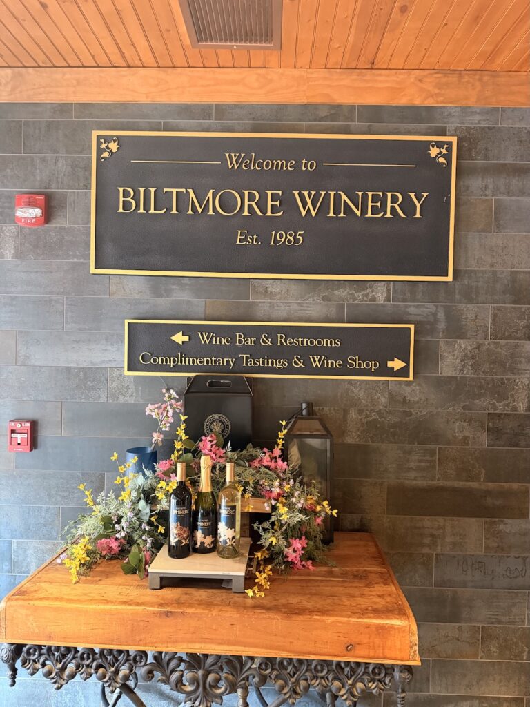 Welcome to Biltmore Winery sign, established 1985